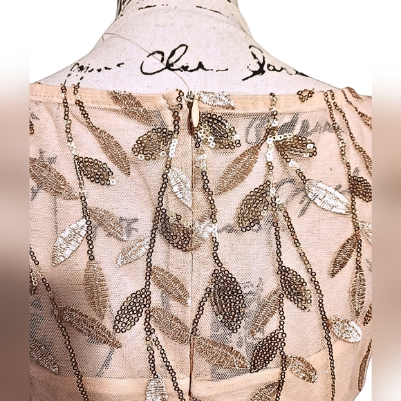 XUCTHHC Gold & Champagne Leaf Sequin Godet Gown - Picture 12 of 14